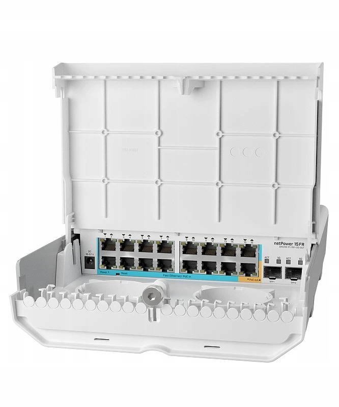 MikroTik CRS318-1Fi-15Fr-2S-OUT netPower 15FR reverzní Poe switch