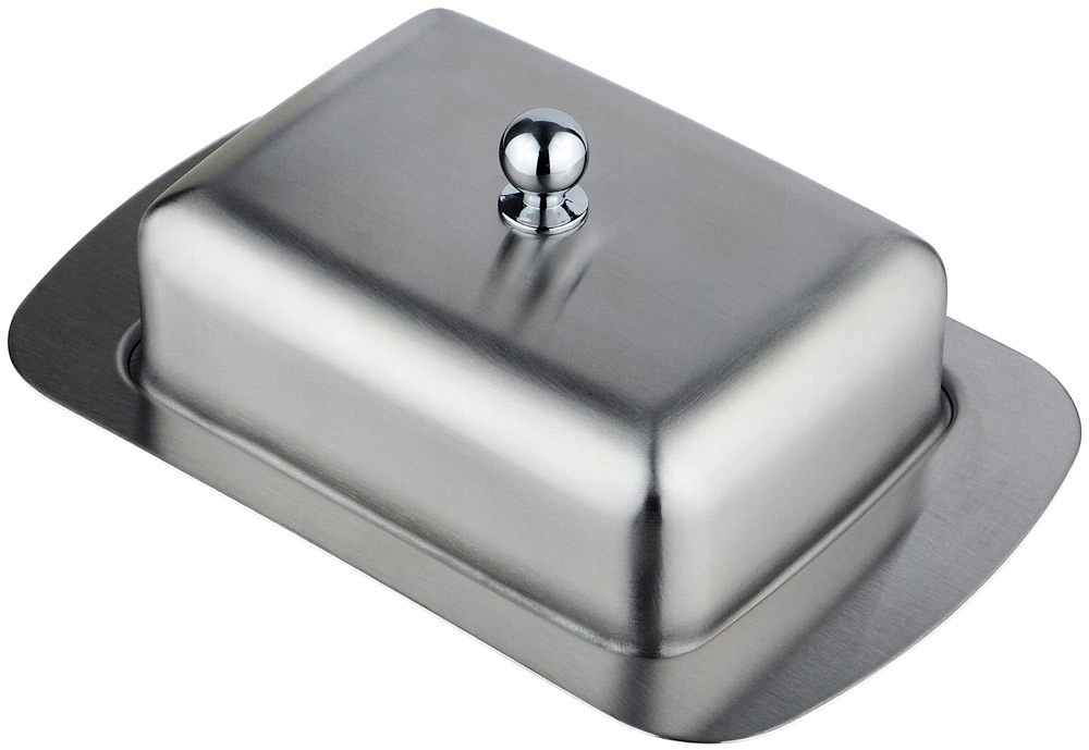 MASELNICZKA POJEMNIK MASŁO MASELNICA STAL SATYNOWA Kolor odcienie szarości i srebra