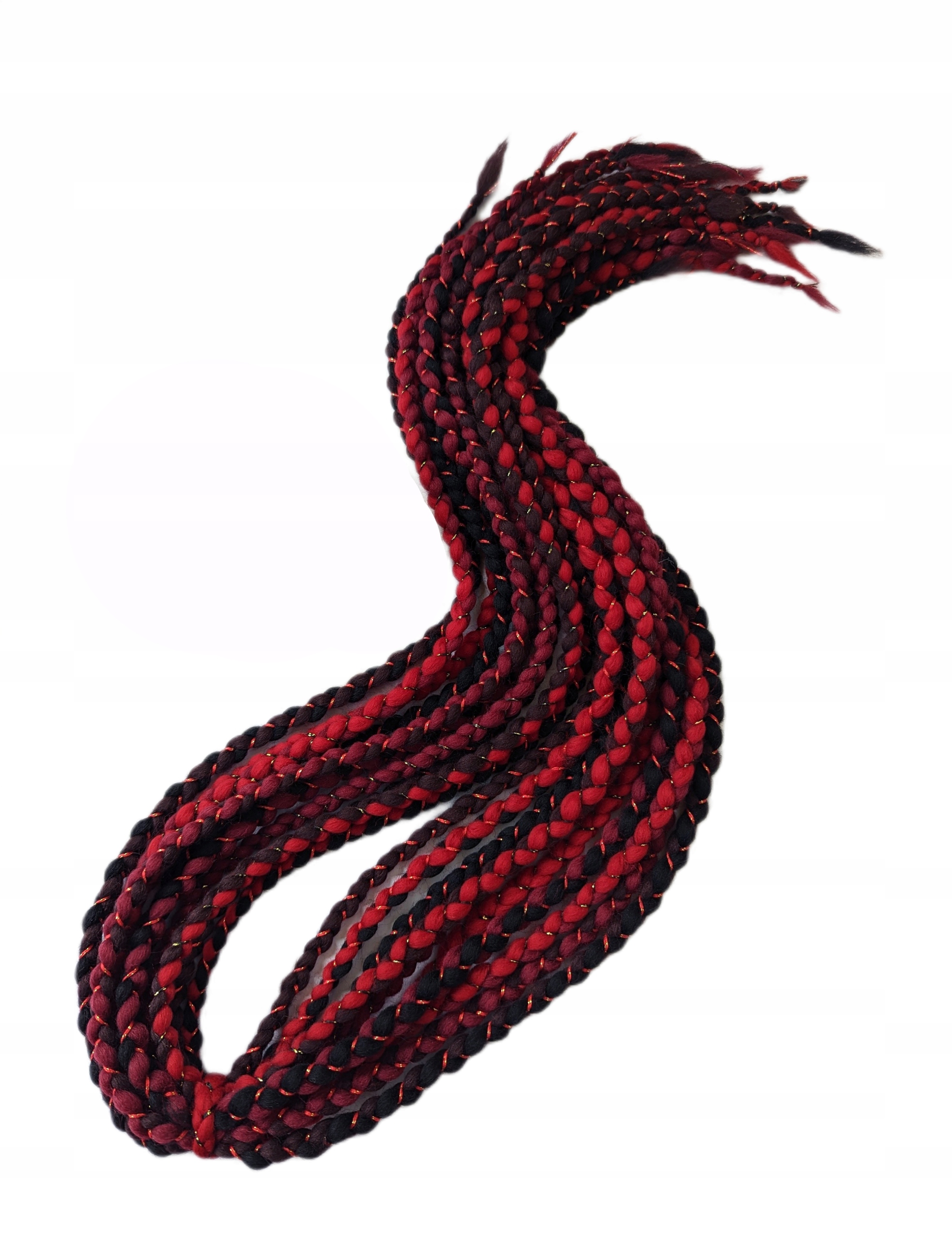 Vlněné copánky, červené, černé, bordó, Argentinské Tango, 5 ks