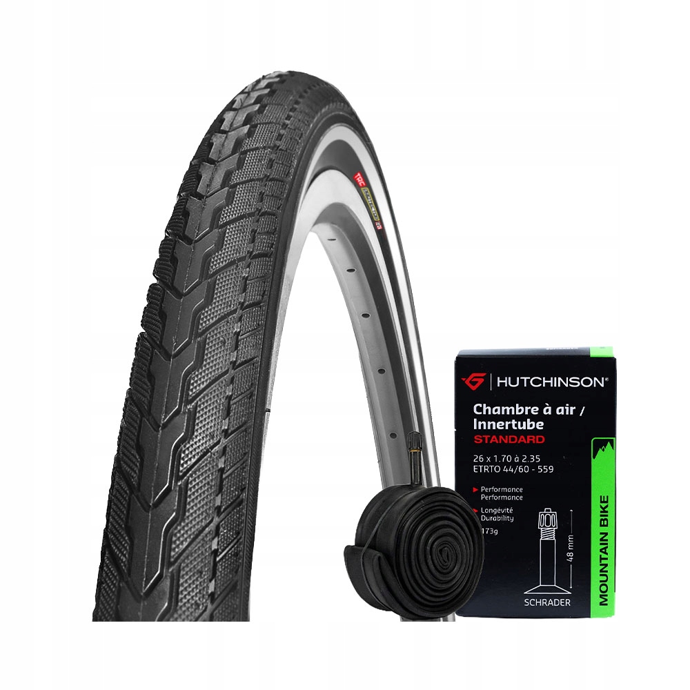 Opona rowerowa 26 " Trc 26x1.75 47-55 Antyprzebiciowa odblask Dętka AV48