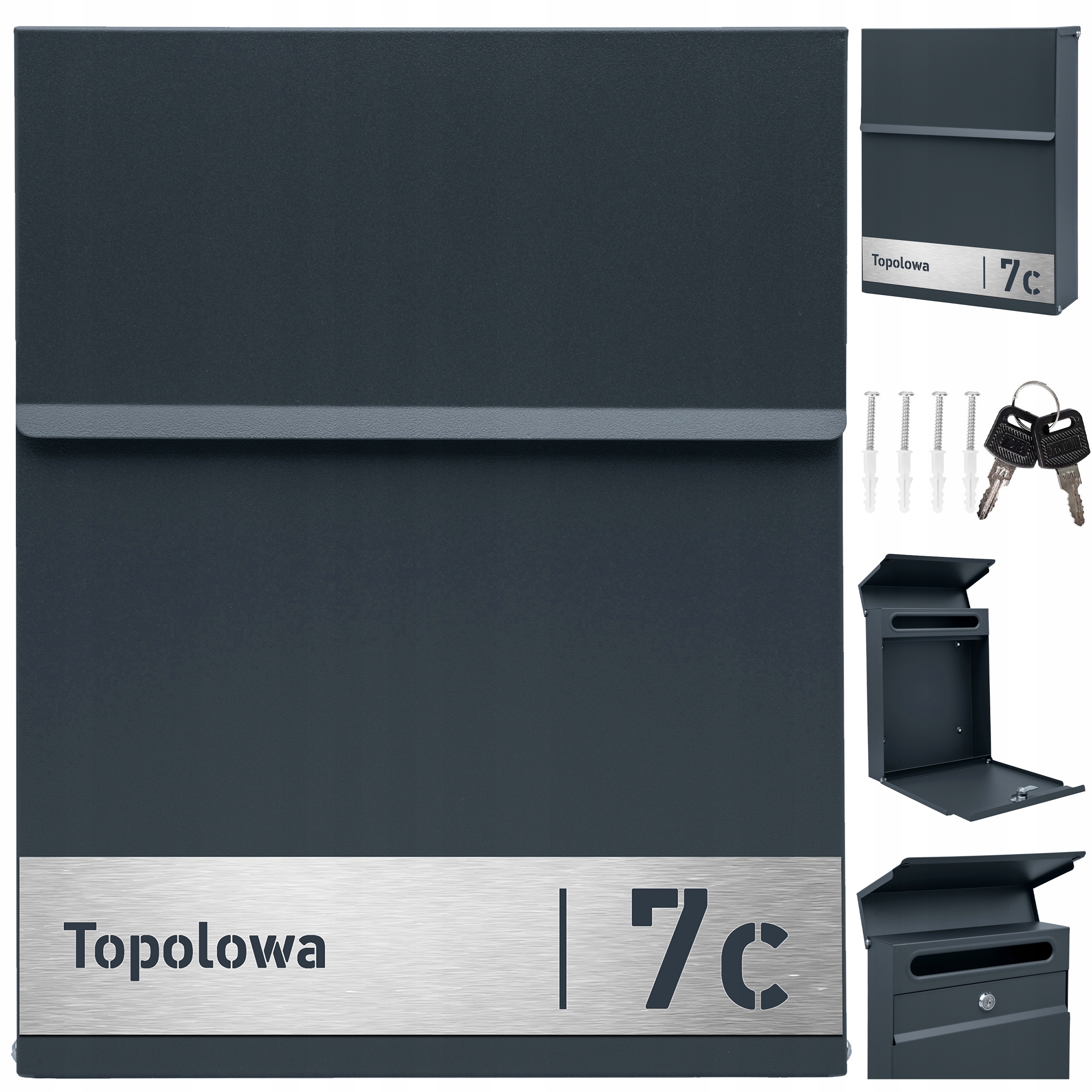 Antracitová Schránka Na Dopisy Slim Gravírování Laminátu