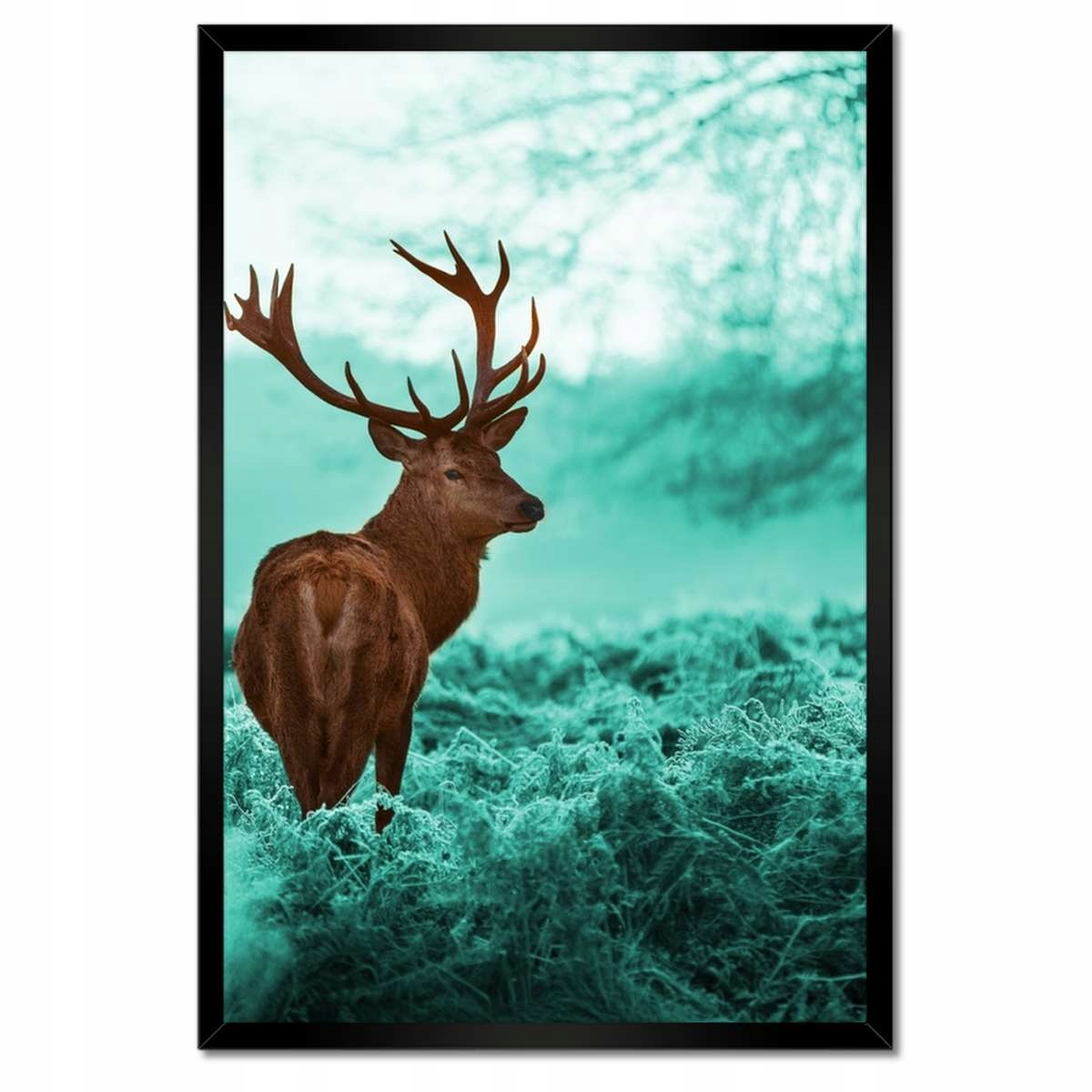 Plakáty v rámu 40x60 Jelen v tyrkysovém lese