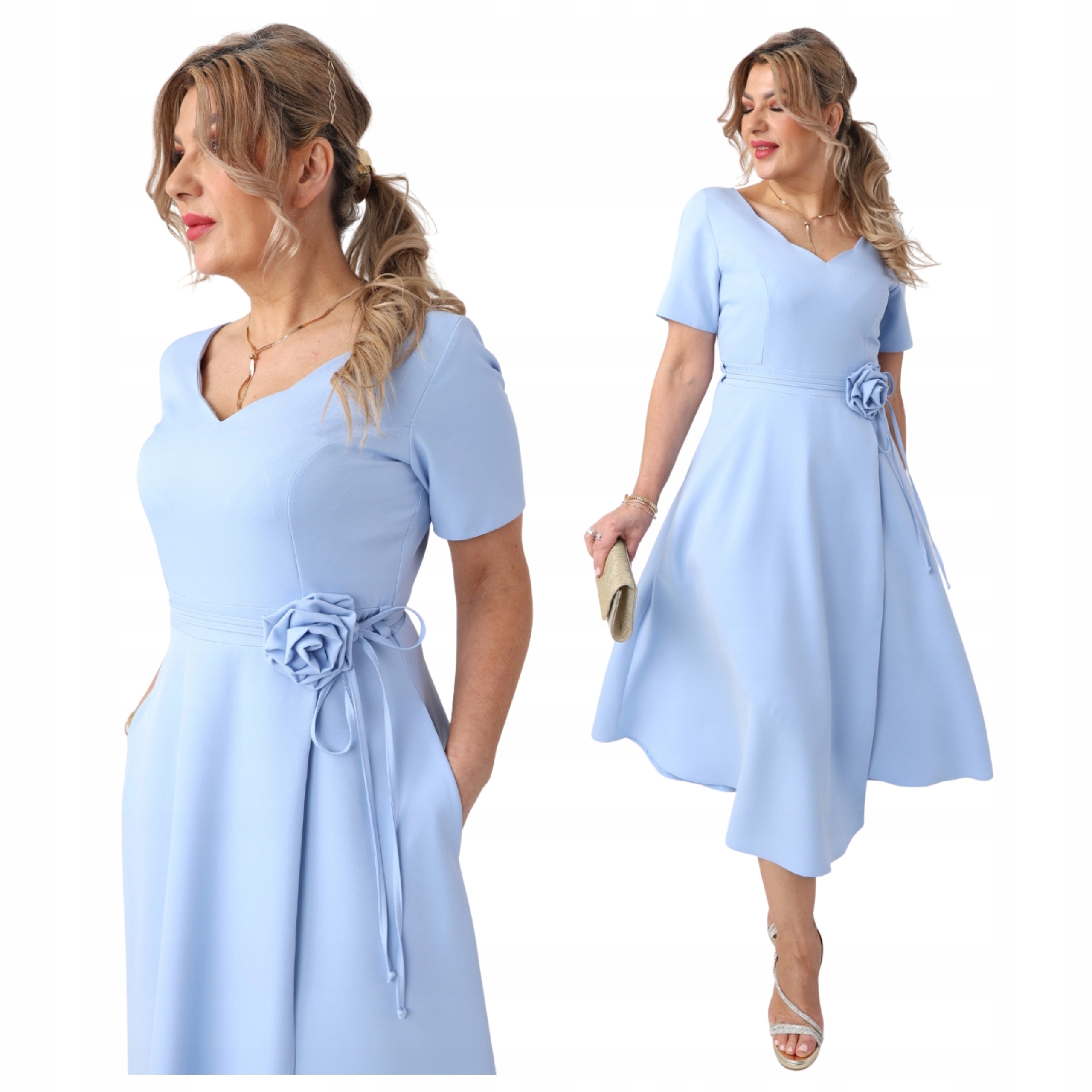 Sukienka wizytowa rozkloszowana Polski Producent duże rozmiary