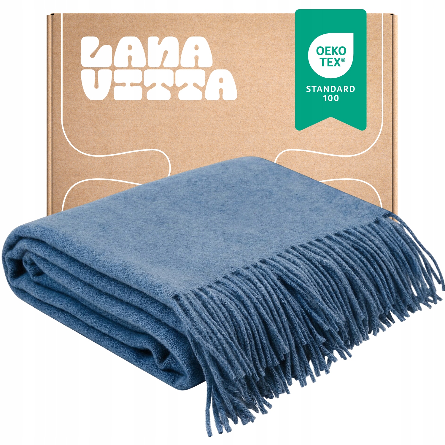 Vlněná deka „Melanž“ 100% Novozélandská vlna Modrá 140x200