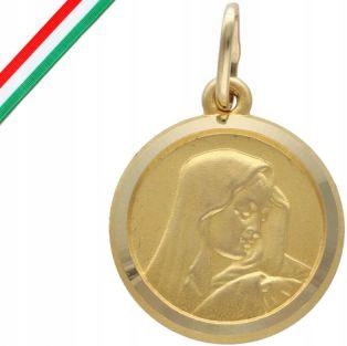 Zlatý medailonek 585 Marie Matka Boží Křest Svaté Přijímání Svatá památka 14K