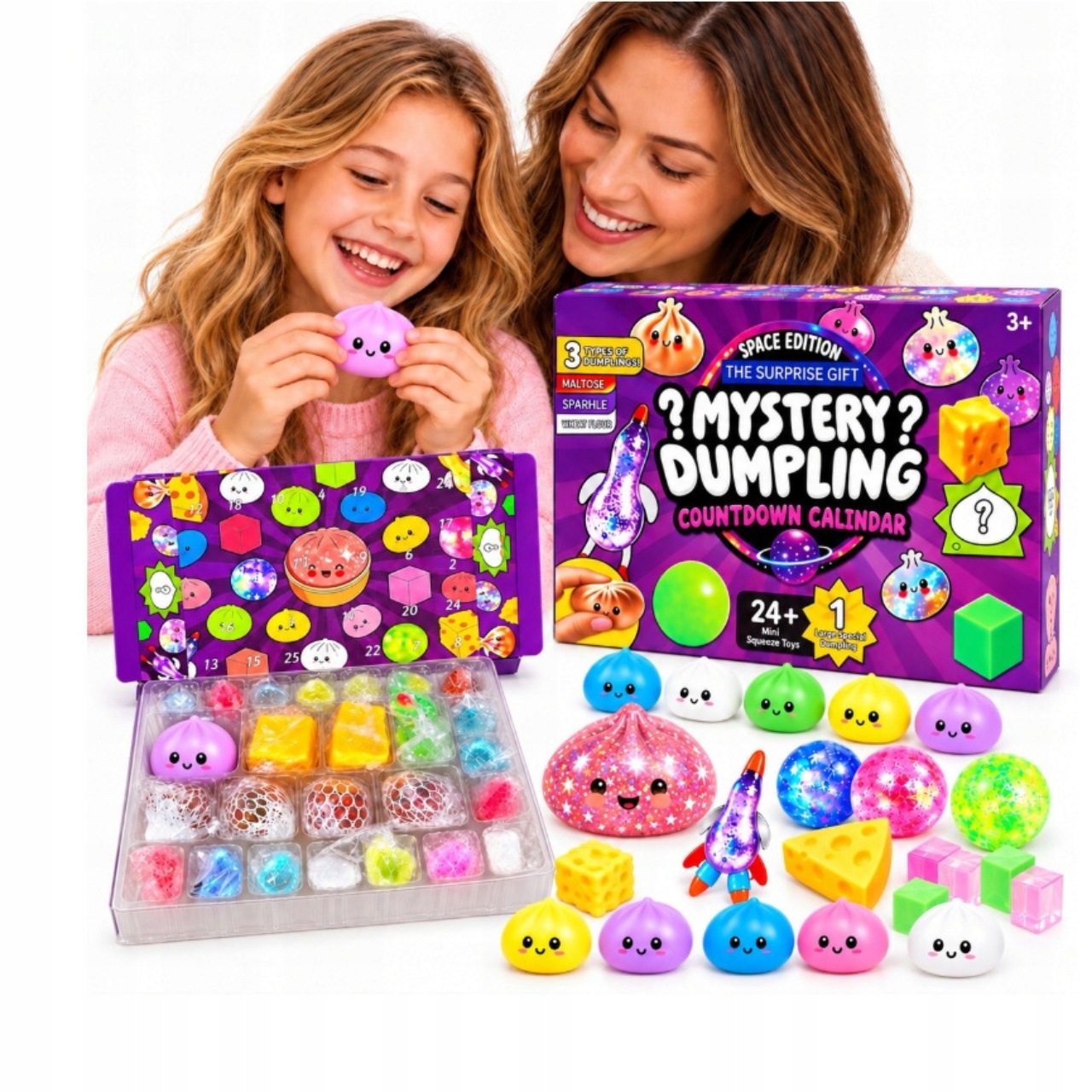 2x Adventní kalendář Mačkací Hračky Squishy 24denní sada Dárek k Vánocům