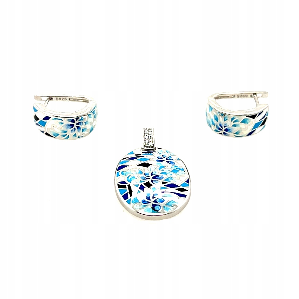 Komplet s květinami a smaltem