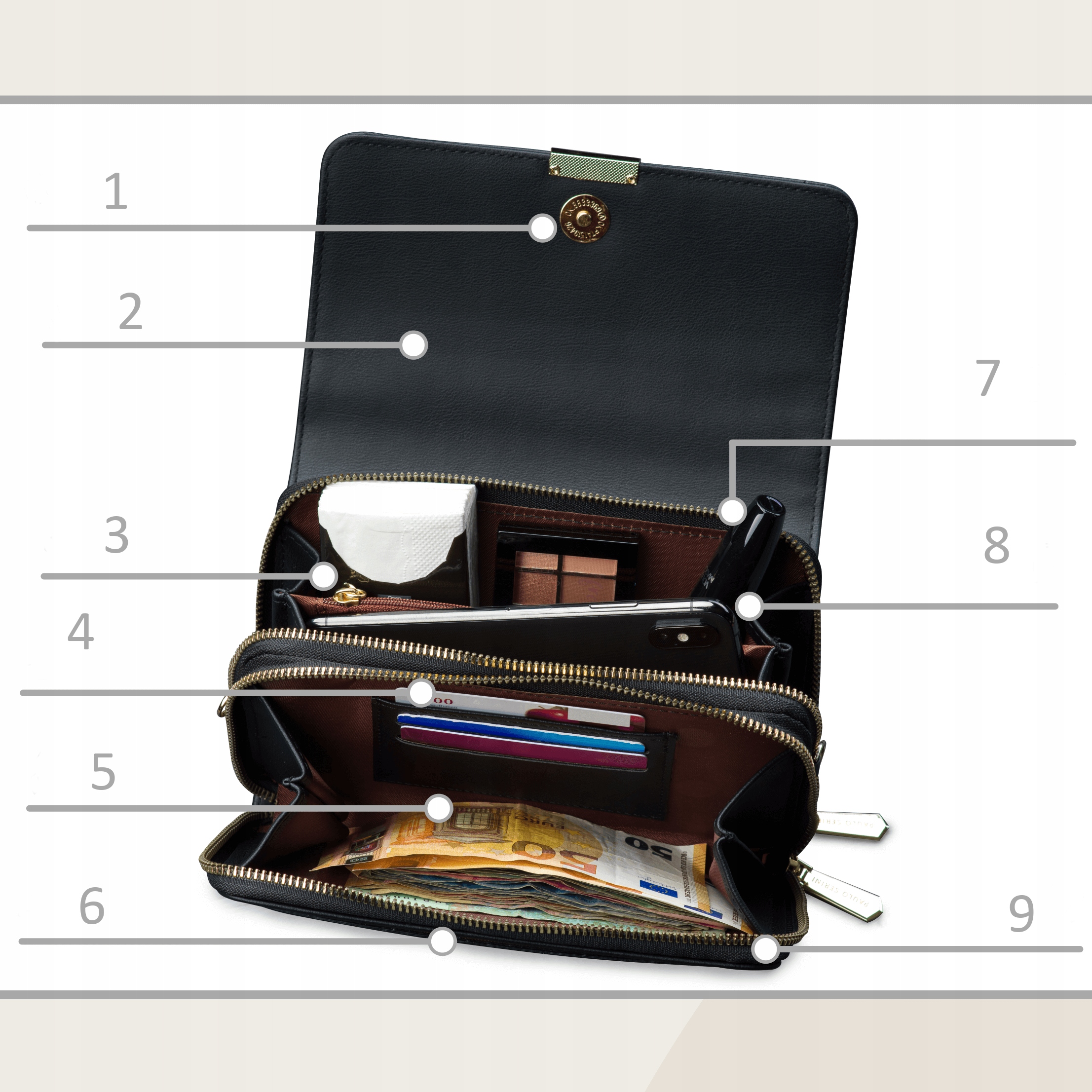 Damska torebka Paulo Serini eko skóra czarna Płeć kobieta