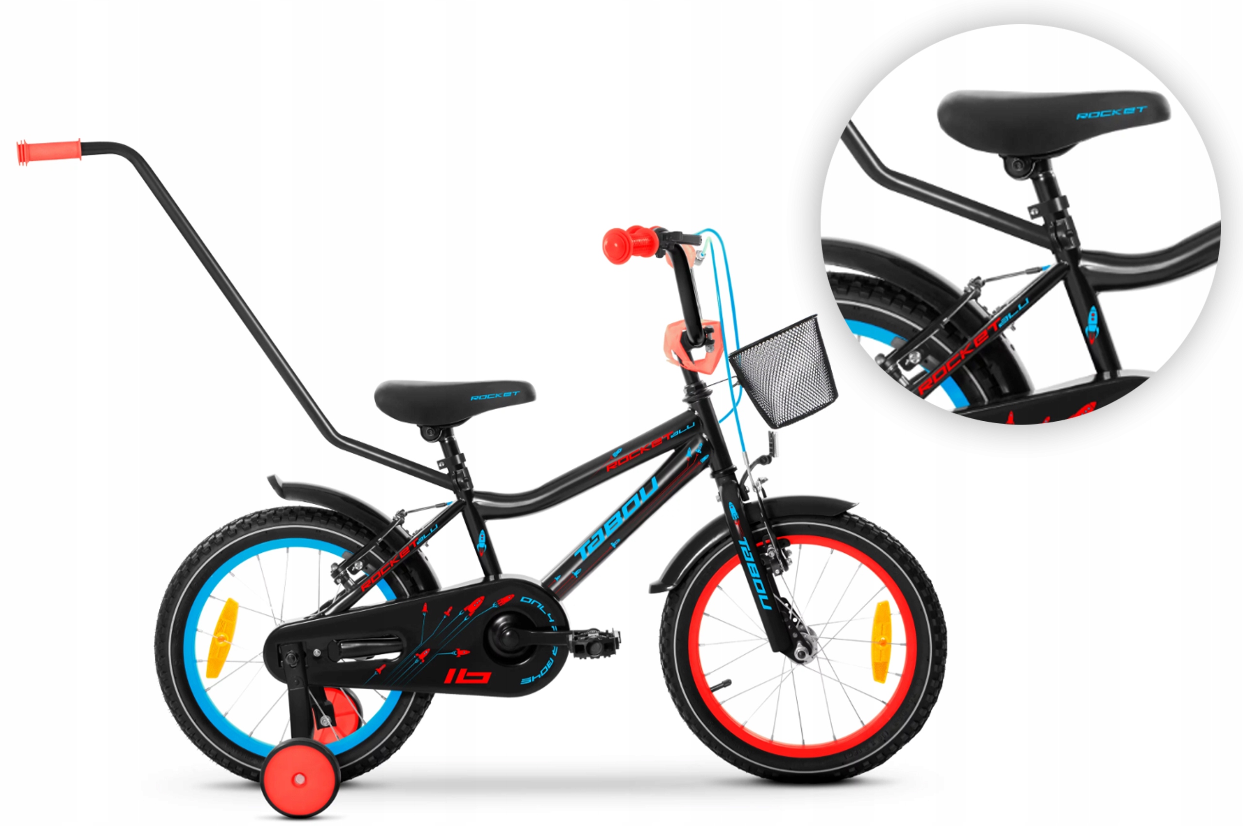 Rower dziecięcy 18" Tabou Rocket Alu czarny czerwony R25