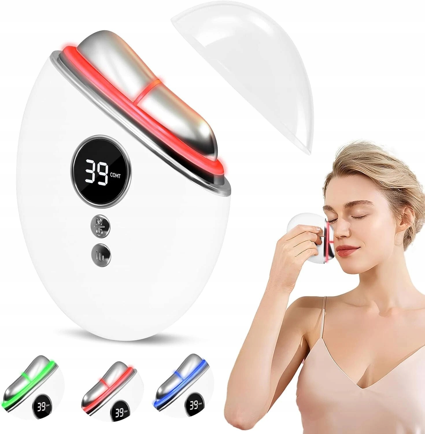 Přístroj Pro Masáž Obličeje Ems Gua Sha Led Světelná Terapie 3 Režimy