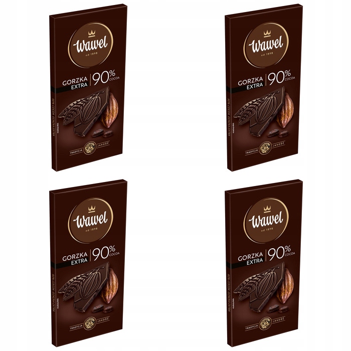 Levně 4x 90g Wawel prémiová hořká Čokoláda 90% kakaa