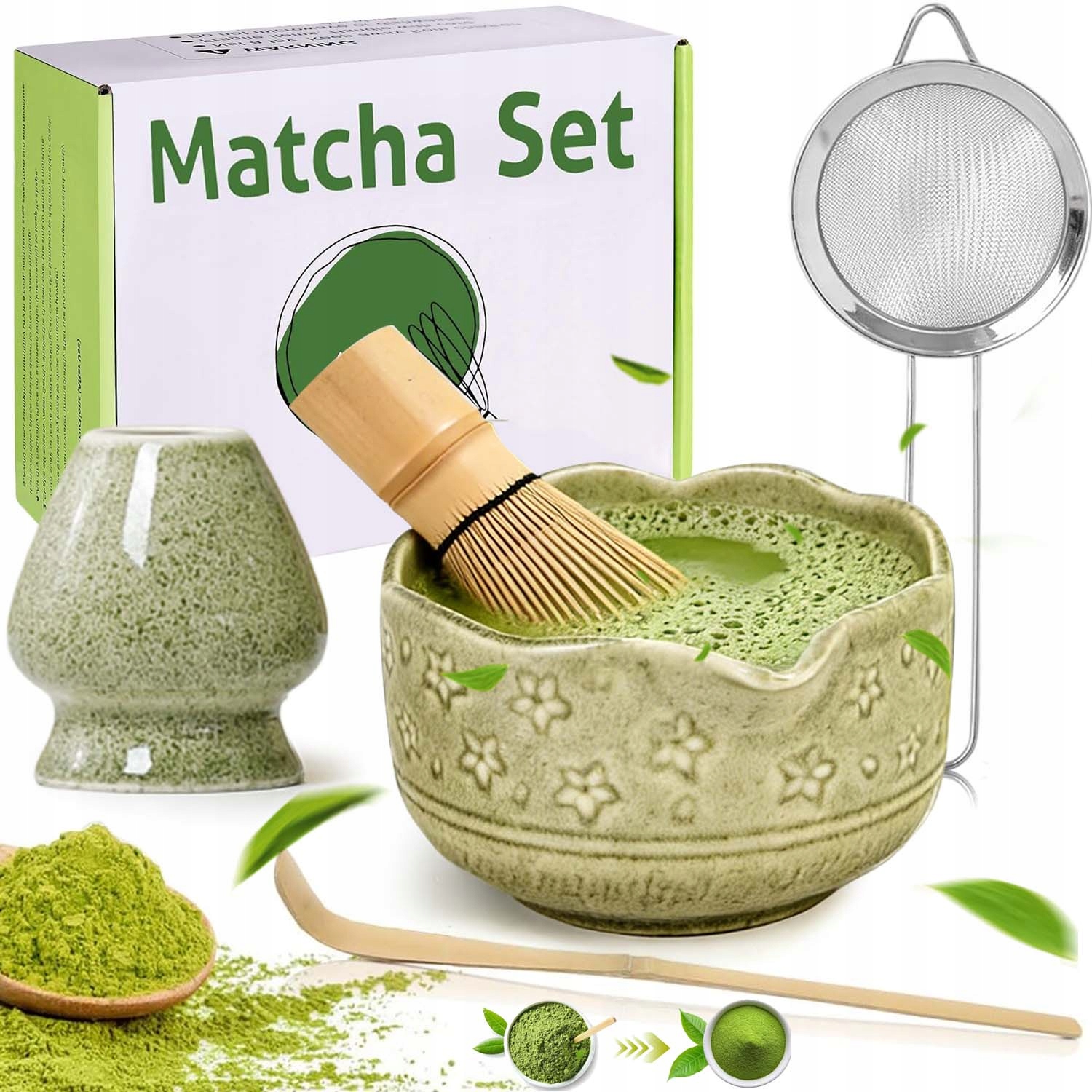 Levně 5 X Sada Na Čaj Matcha, Nástroj Na Matchu, Odolný, S Keramickou Miskou