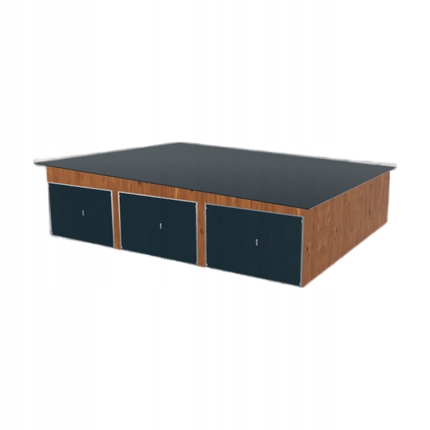 Plechová garáž 9.5 x 8 m s třípolohovým spádem vpravo Zlatý dub