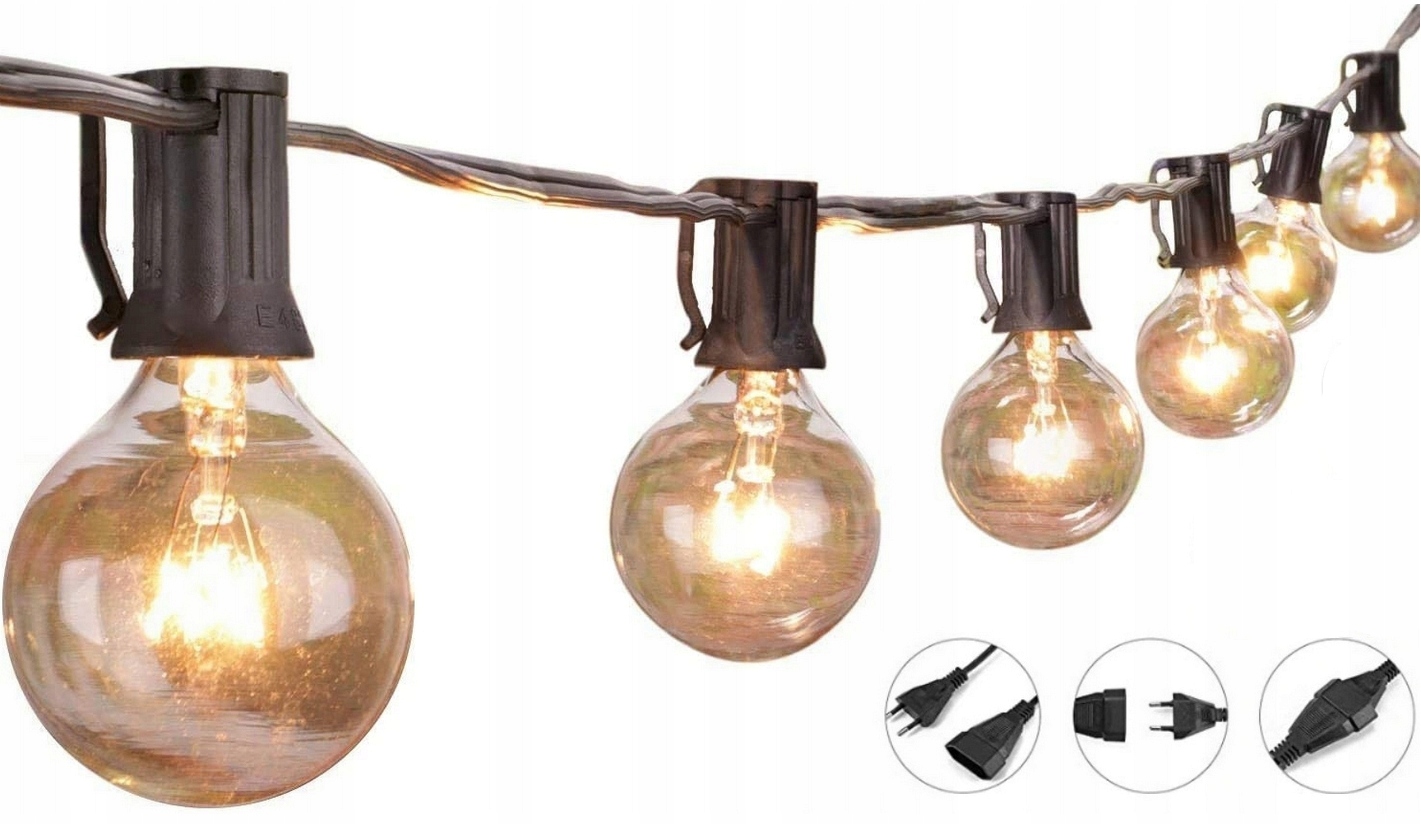 Zahradní girlanda Lampičky Žárovky Kule 15 m 52 ks světelná pro zahradu