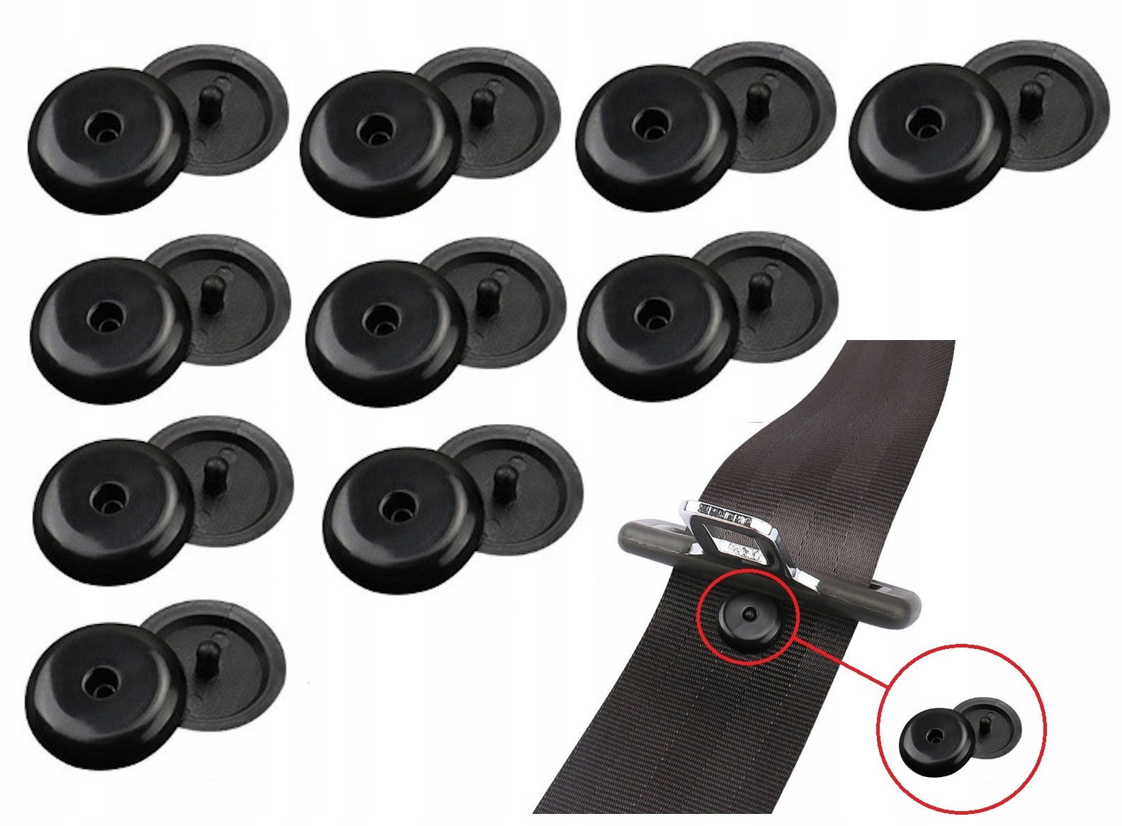 SPINKA KLIPS STOPER BLOKADA KLAMRY ZAPIĘCIA DO PASA BEZPIECZEŃSTWA CZARNA