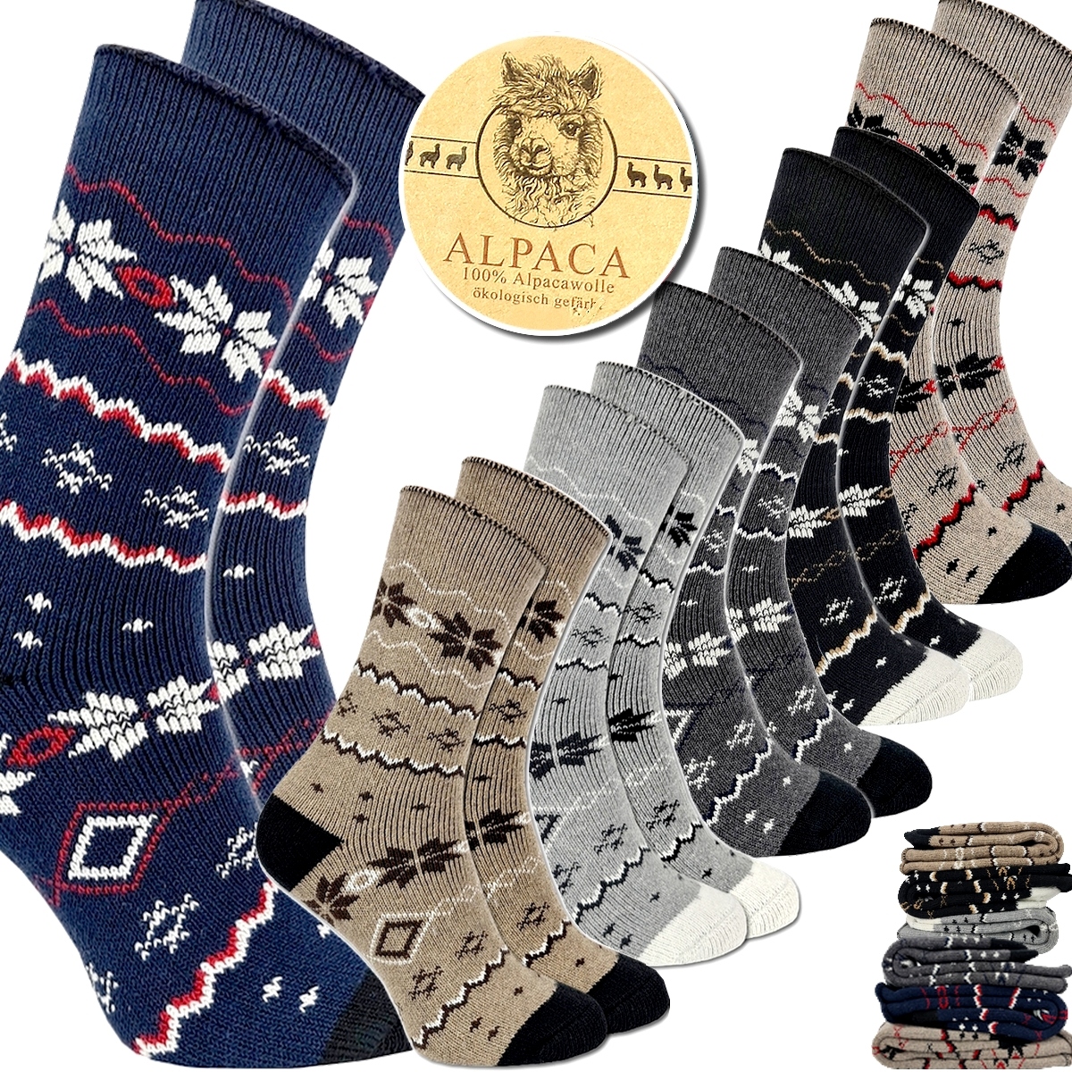 6 x pánské ponožky Vlněné Ponožky Alpaka Teplé 44-47
