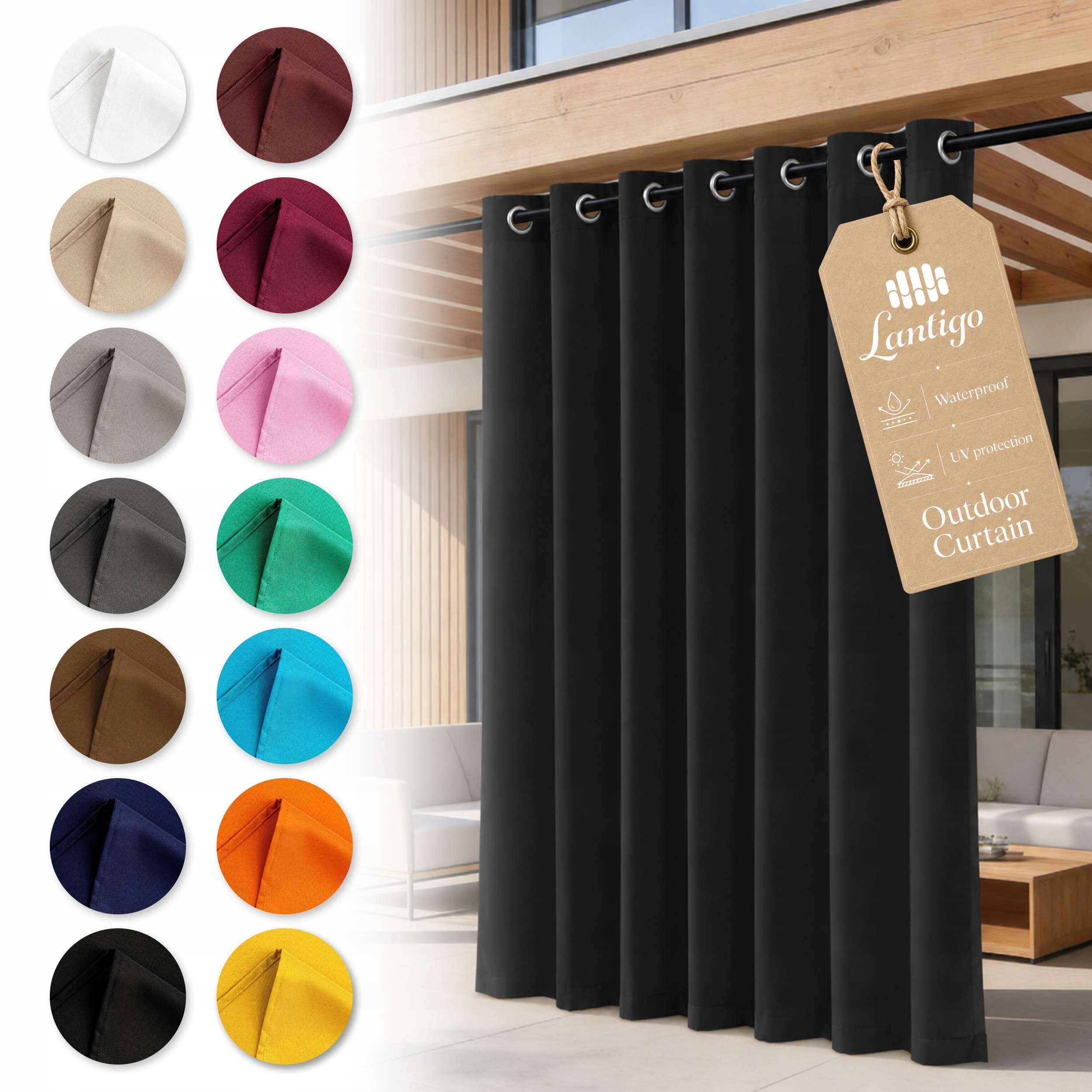 Lantigo Zahradní závěs černá 155x250 cm Uv pergola terasa oka