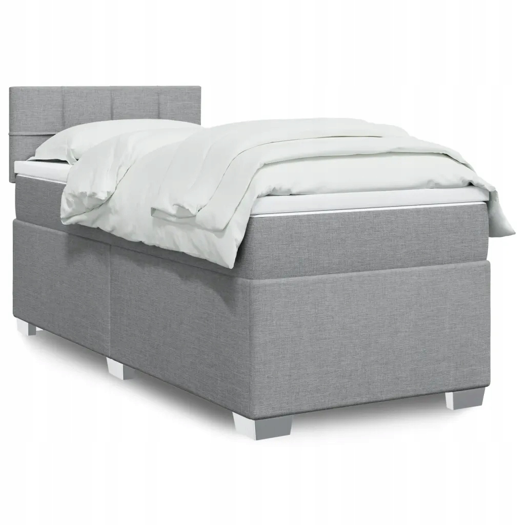 Box spring postel s matrací světle šedá 90x200 cm textil Šedá 3288071