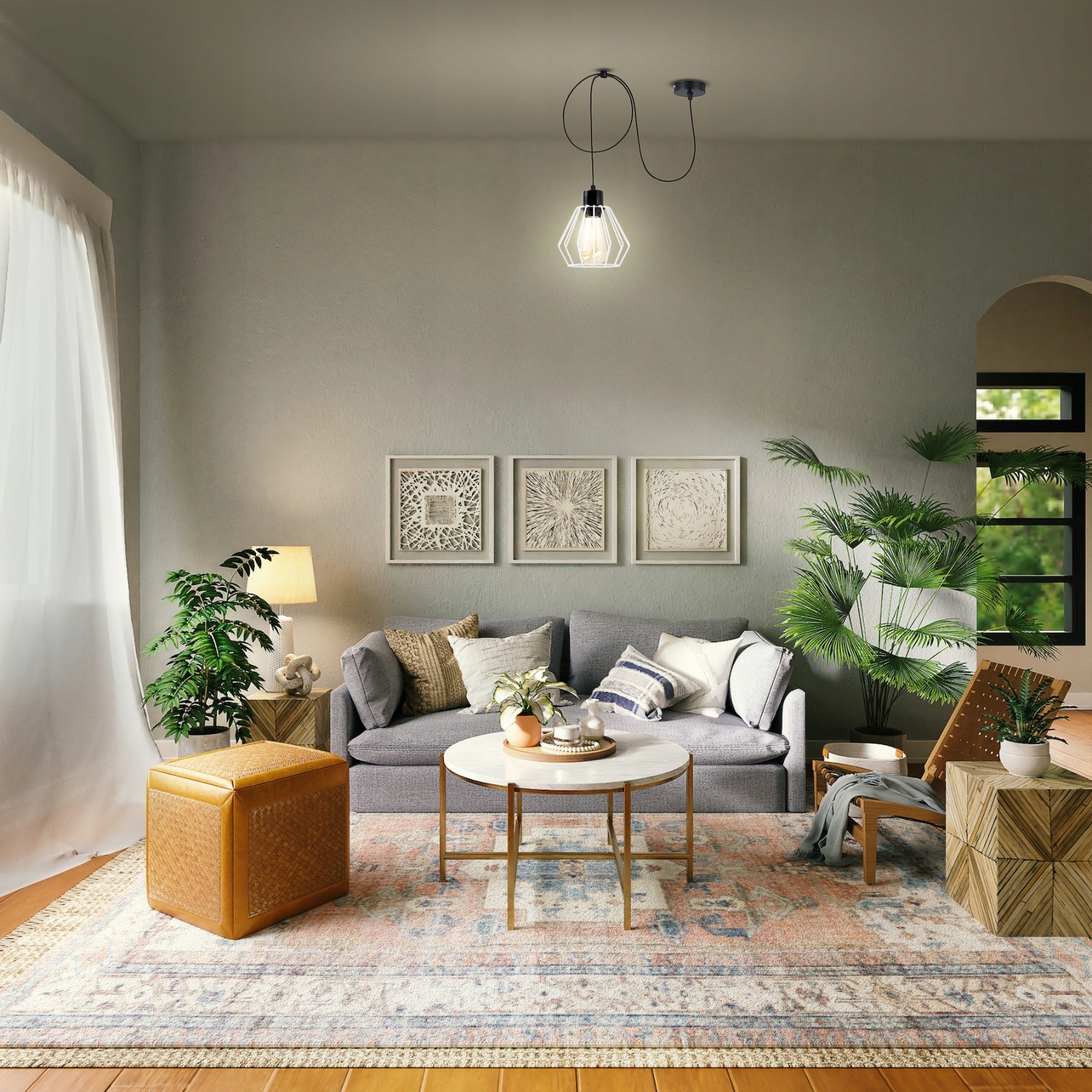 LAMPA WISZĄCA SUFITOWA ŻYRANDOL LED Biała Zasilanie sieciowe