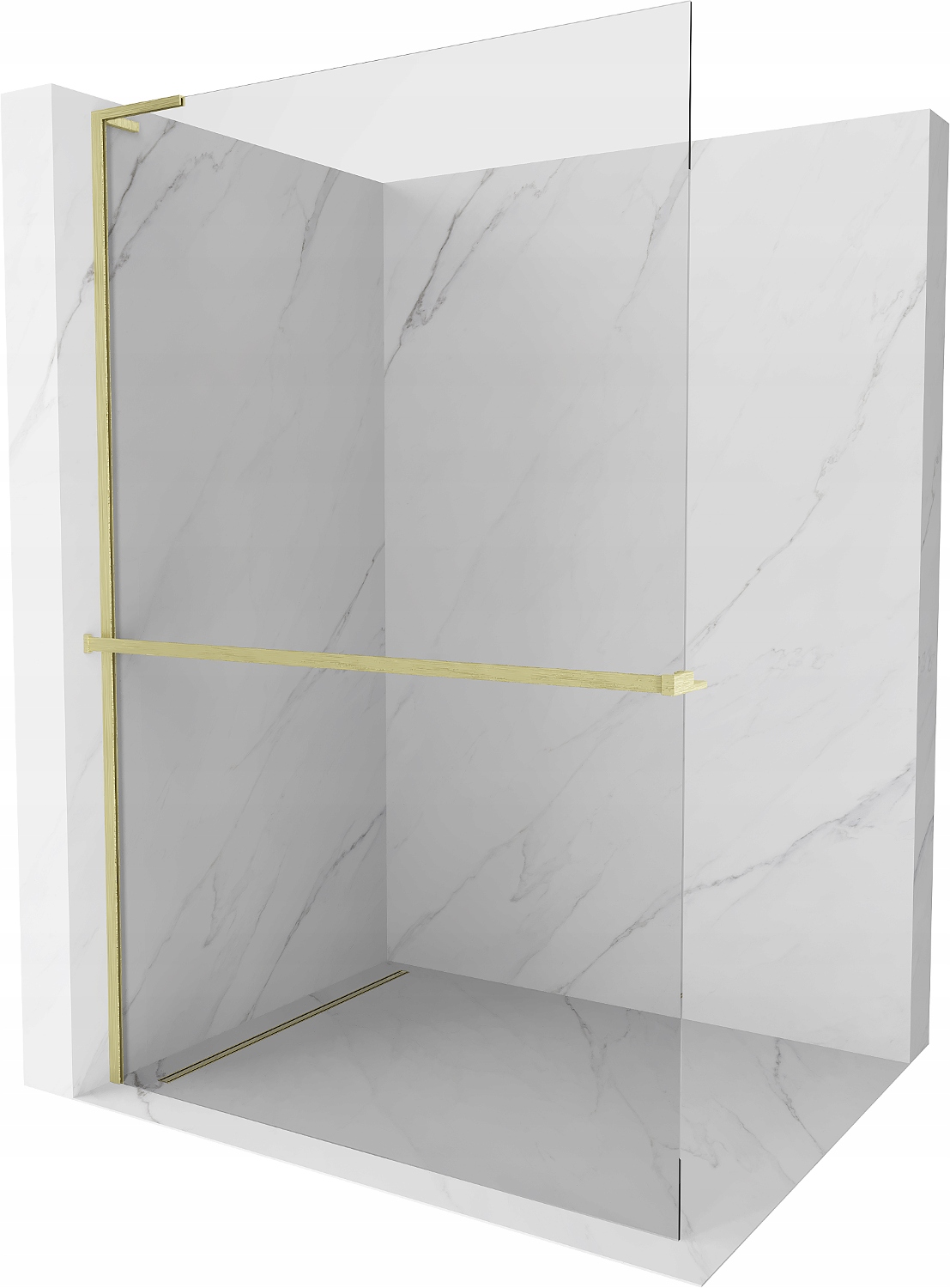 Mexen Kioto+ L sprchová stěna Walk-in 85x200cm, zlatý kartáčovaný