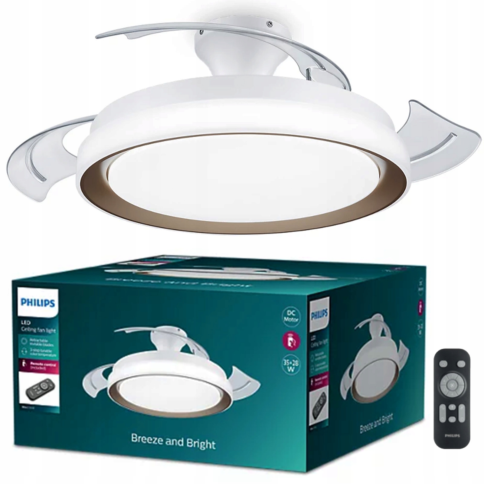 Stropná lampa Stropné Svietidlo s Led ventilátorom 28+35W 2700-5500K Zlatá Philips