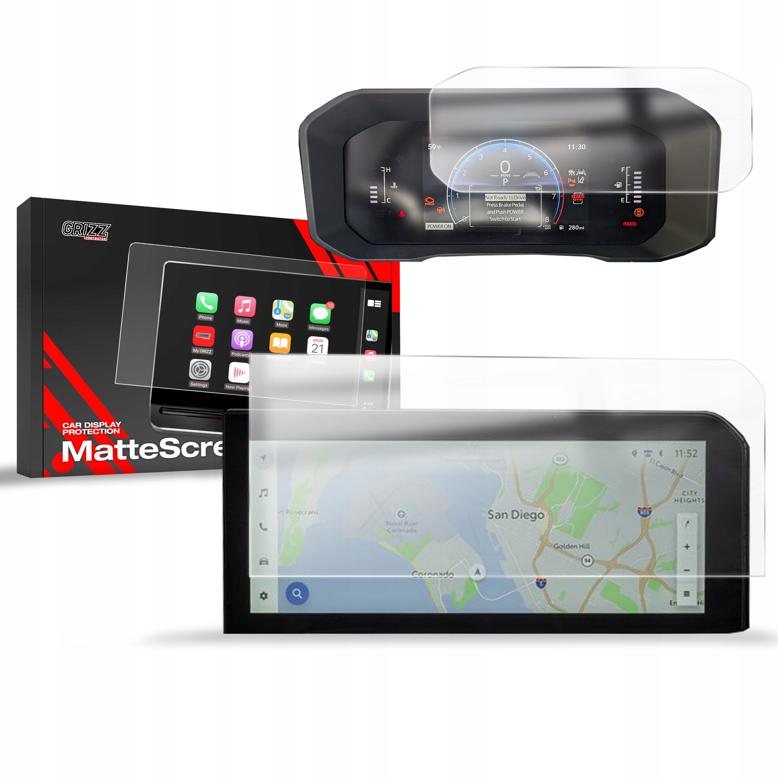 2v1Fólie na displej matná, Toyota Land Cruiser, J250, 2024- , Display 12,3"