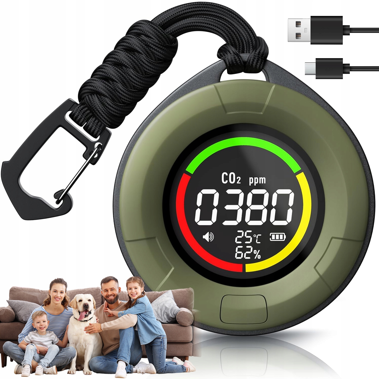 Detektor Oxidu Uhelnatého 3V1 – Měřič Teploty A Vlhkosti LCD Usb-c