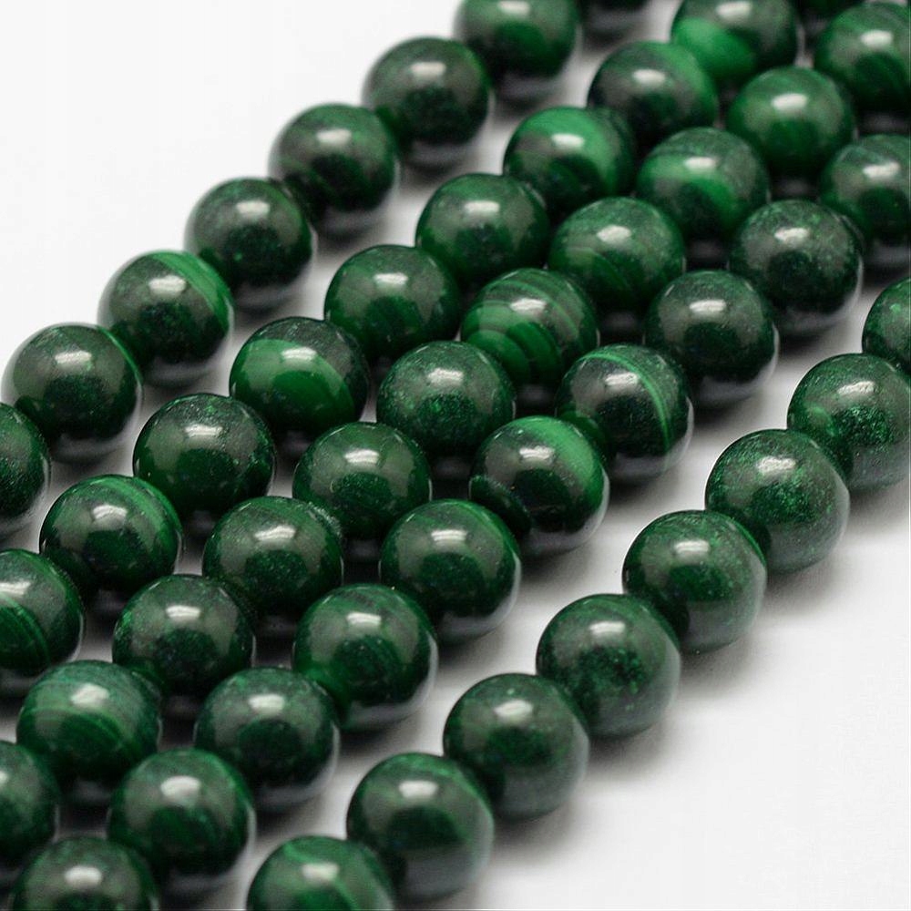 Malachit, Koule 8mm, 1 šňůrka(cca 50 Ks.), Zelená
