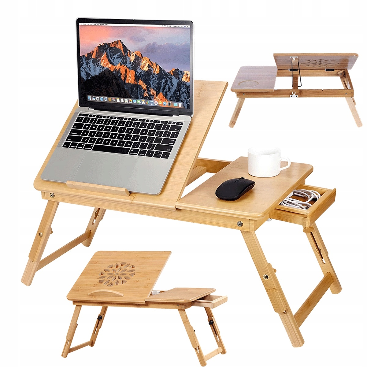 Hnědý S Zásuvkou, Malý Stolek Pod Notebook, Stabilní A Odolný