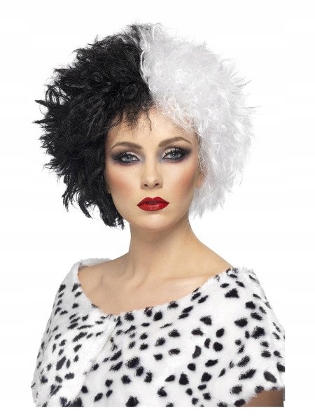 

Peruka Damska Cruella Czarno-biała Włosy Krótkie