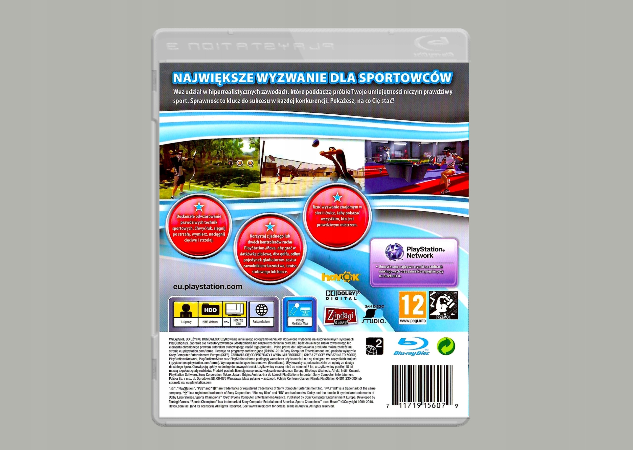 SPORTS CHAMPIONS Po Polsku PL PS3 Minimalna liczba graczy 1