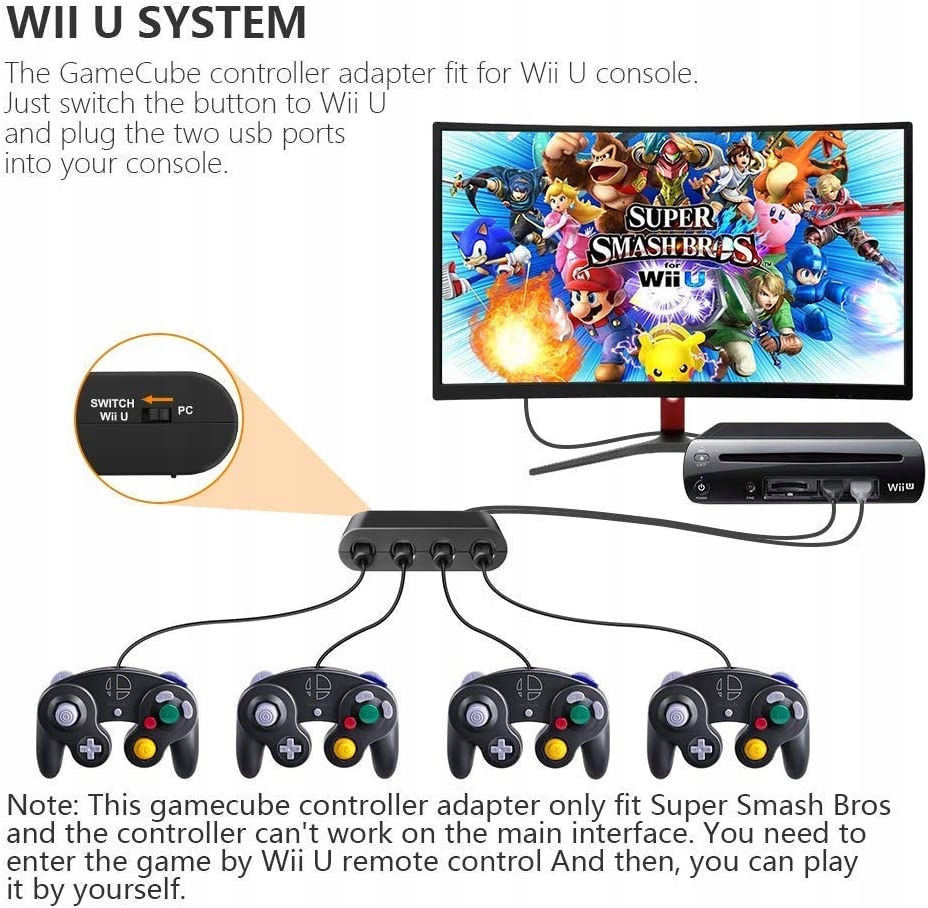 3 W 1 Gamecube Adapter do Nintendo Switch/WII U/PC Pochodzenie oryginał
