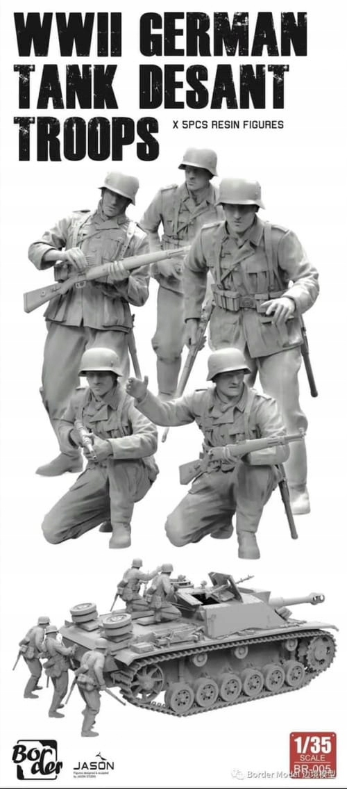 Hraniční Model BR-005 Wwii německé tankové výsadkové jednotky x5PCS pryskyřicové figurky