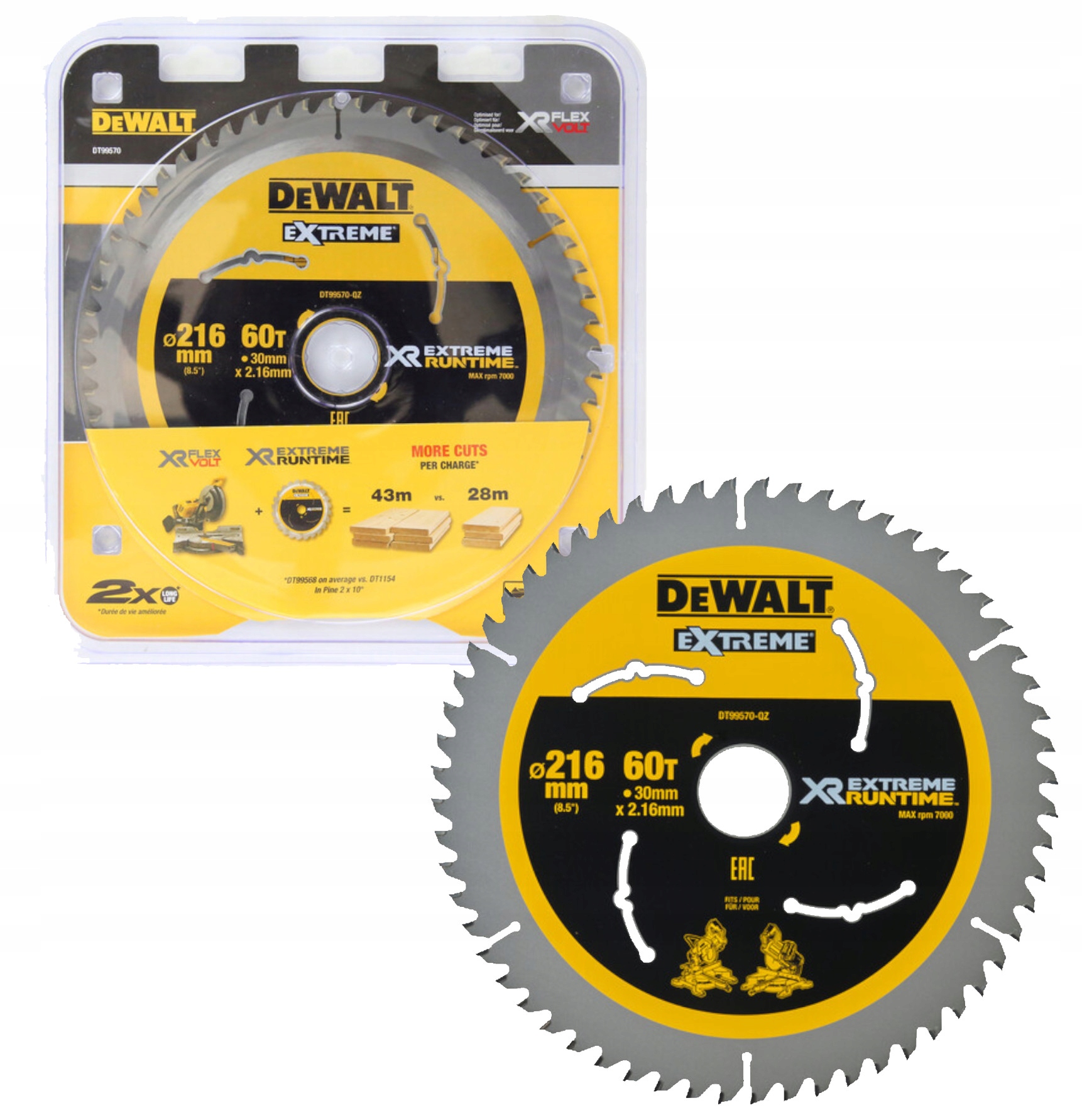 DeWALT Tarcza pilarska do drewna Xr Extreme Runtime 216 x 30/ 60T DT99570