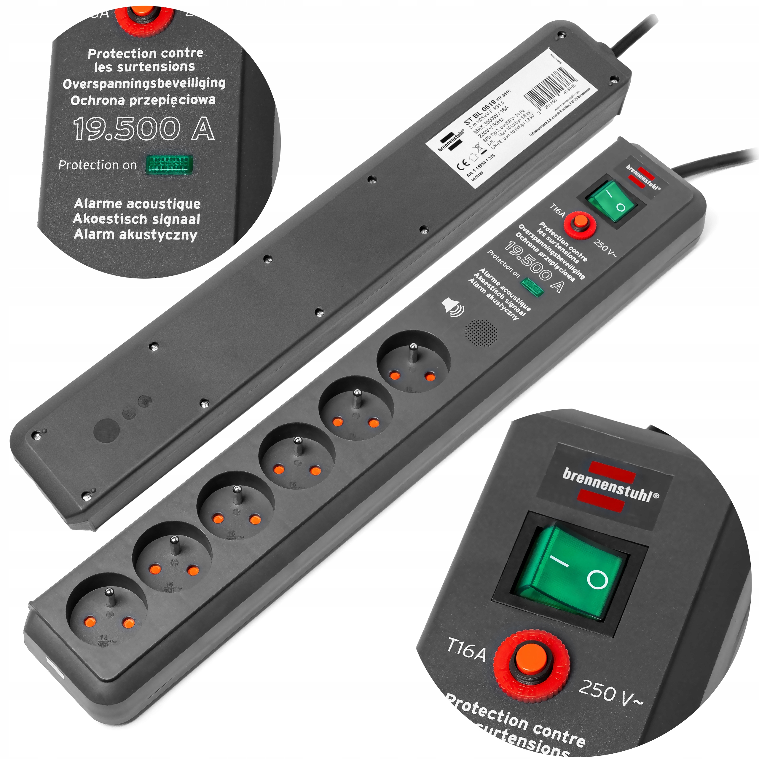 

Listwa przeciwprzepięciowa 19500A 6g Brennenstuhl