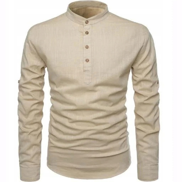 Pánská košile Stojka Casual Denní Lněná Len