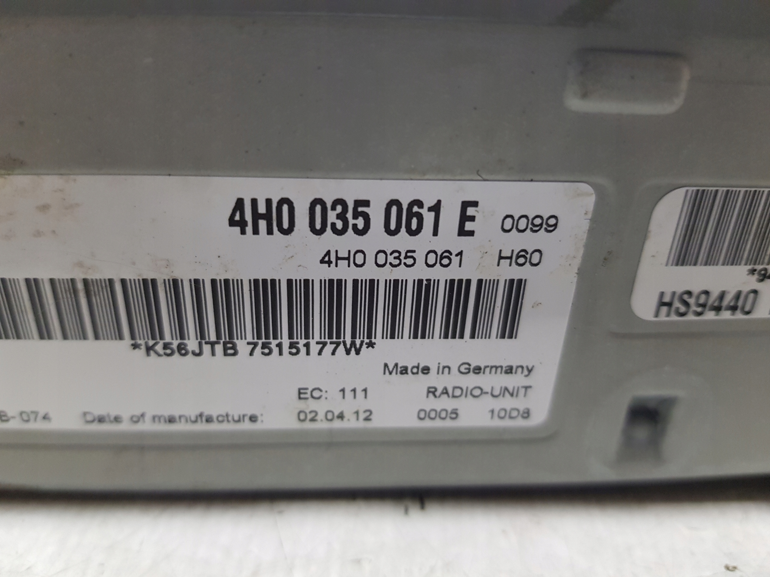 TUNER RADIA radio module control unit AUDI A8 S8 D4 4H 4H0035061E