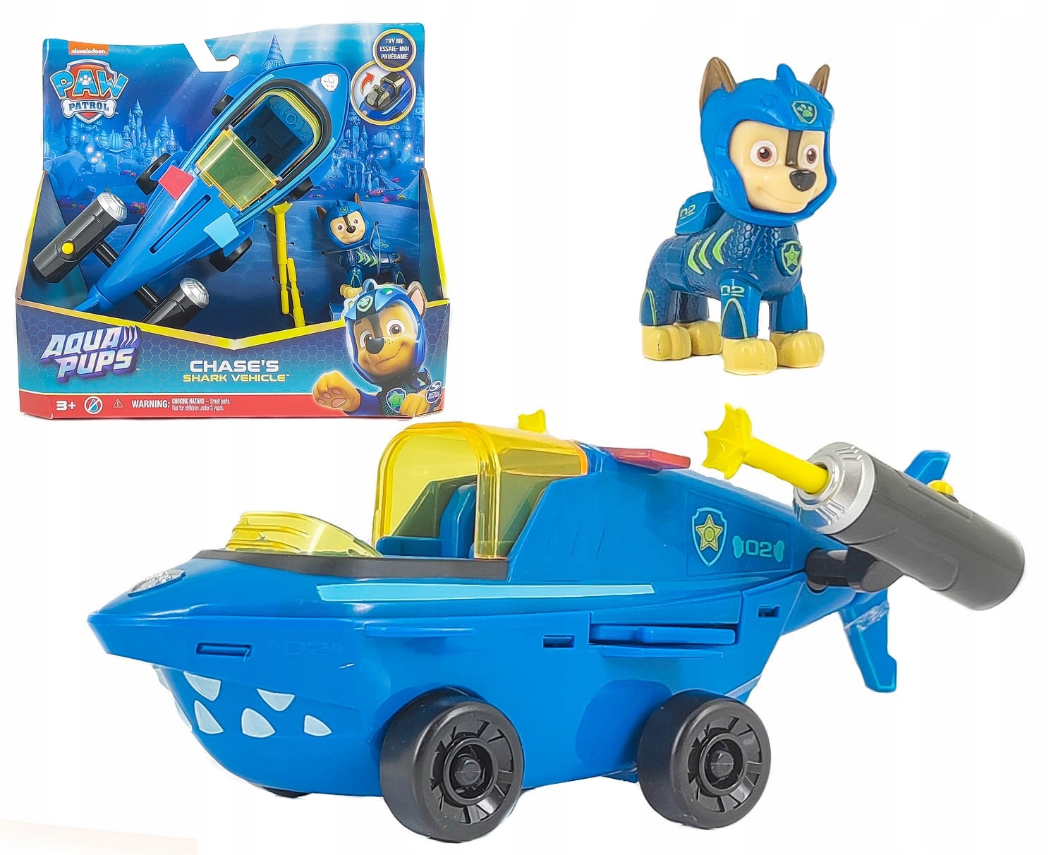 PSI PATROL AQUA PUPS ŁÓDŹ REKIN + FIGURKA CHASE