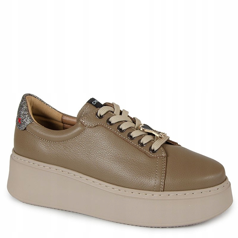 Chebello 4060 Béžové Kožené Tenisky S Ozdobou 39