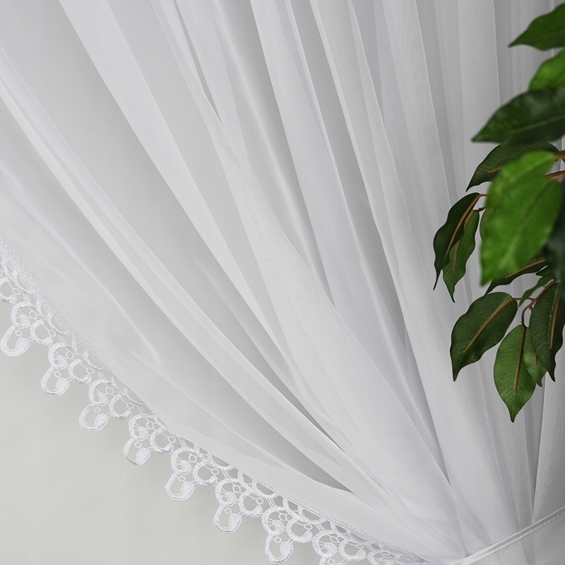 ŚNIEŻNOBIAŁA ELEGANCKA FIRANA Z GIPIURĄ 400x150 Wzór klasyczny