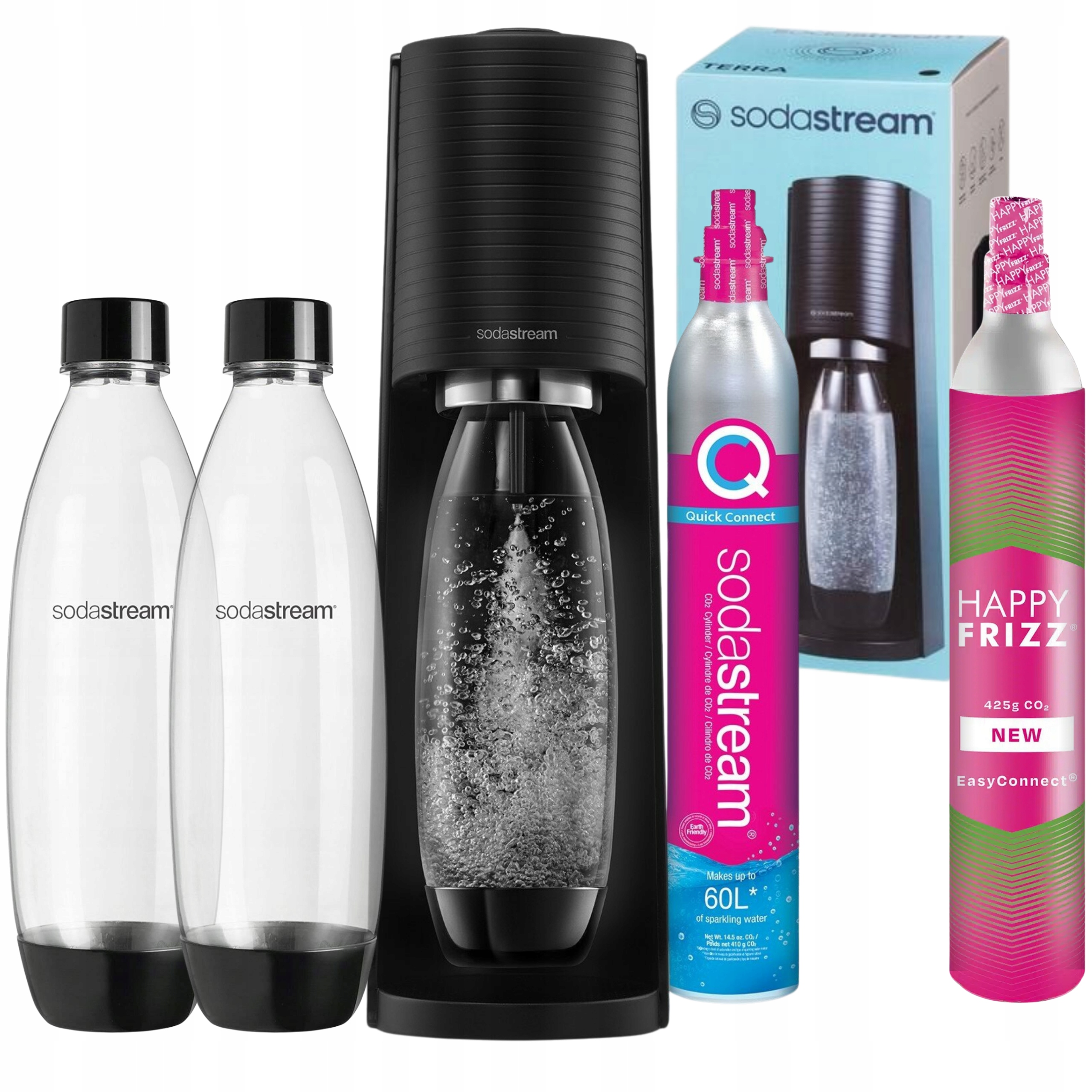 výrobník sody, sifon na perlivou vodu SodaStream Terra 2 lahve 2x láhev s CO2 plynem