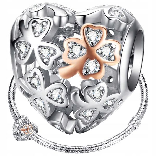 

Charms Koniczynka Serce zawieszka srebro 925 S925