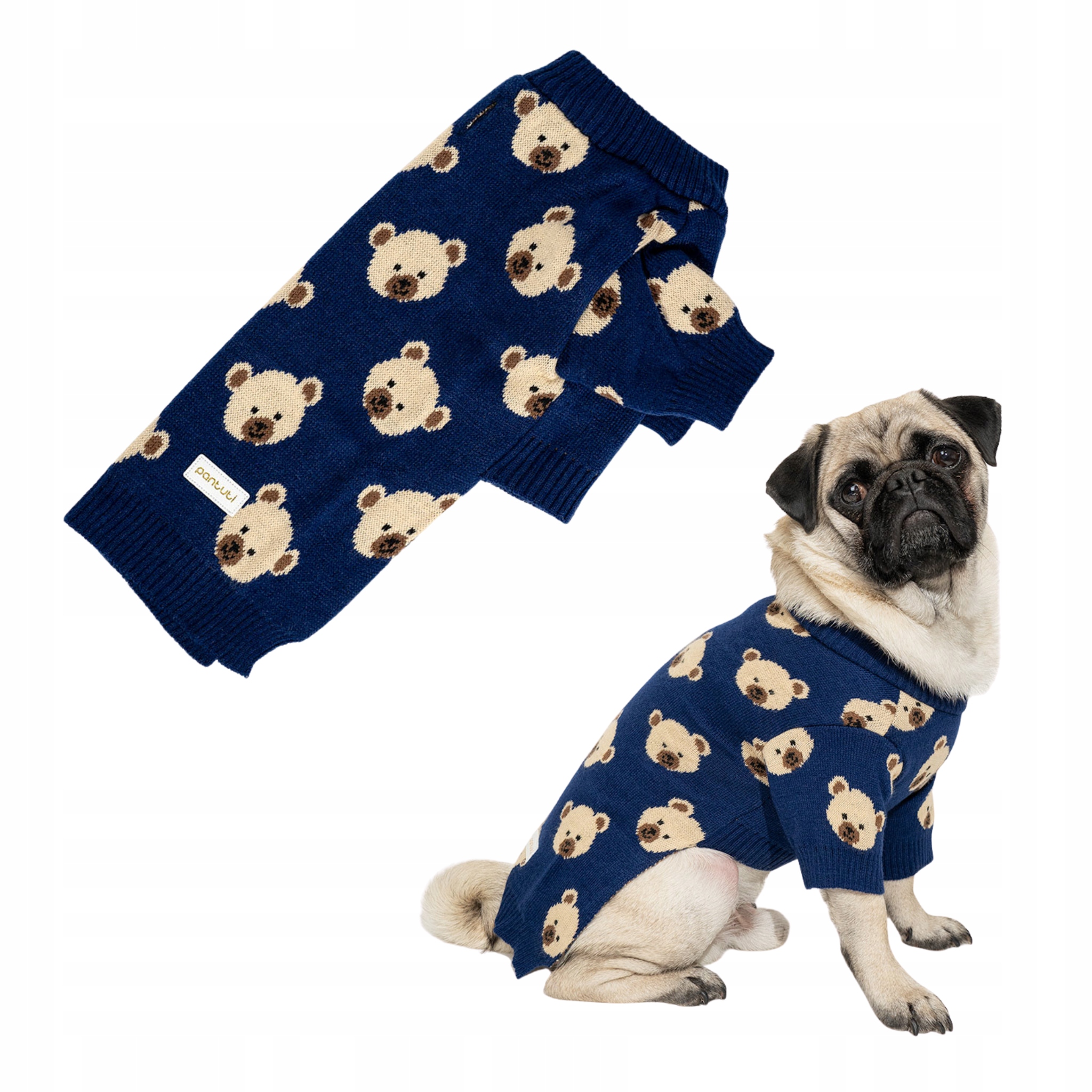 Levně Teplý elastický svetr pro psa v barvě medvídka Benito, modrý