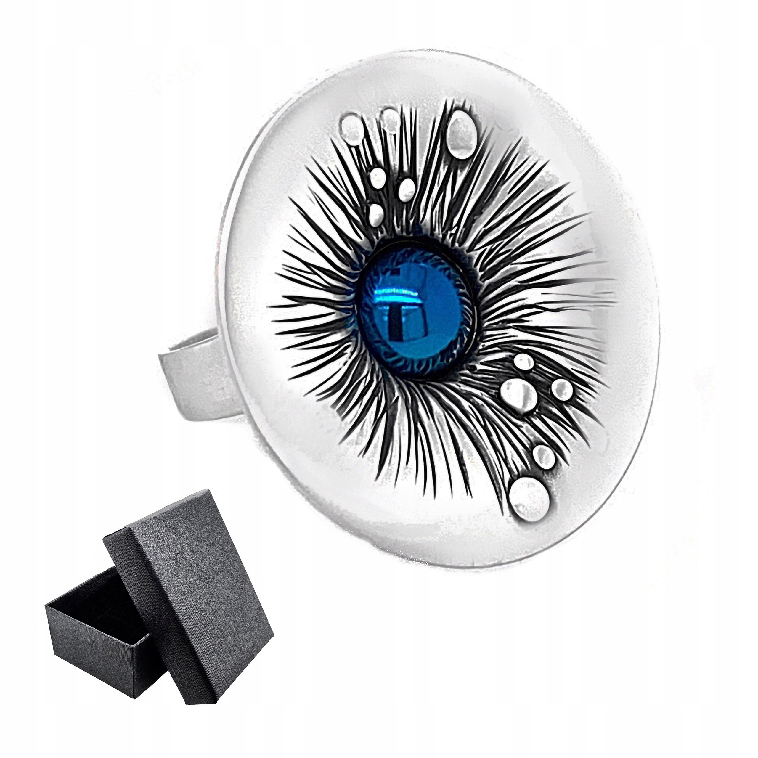 Prstýnek Stříbro 925Prsten s titanem Kapky Rosy Ruční práce Pro ni