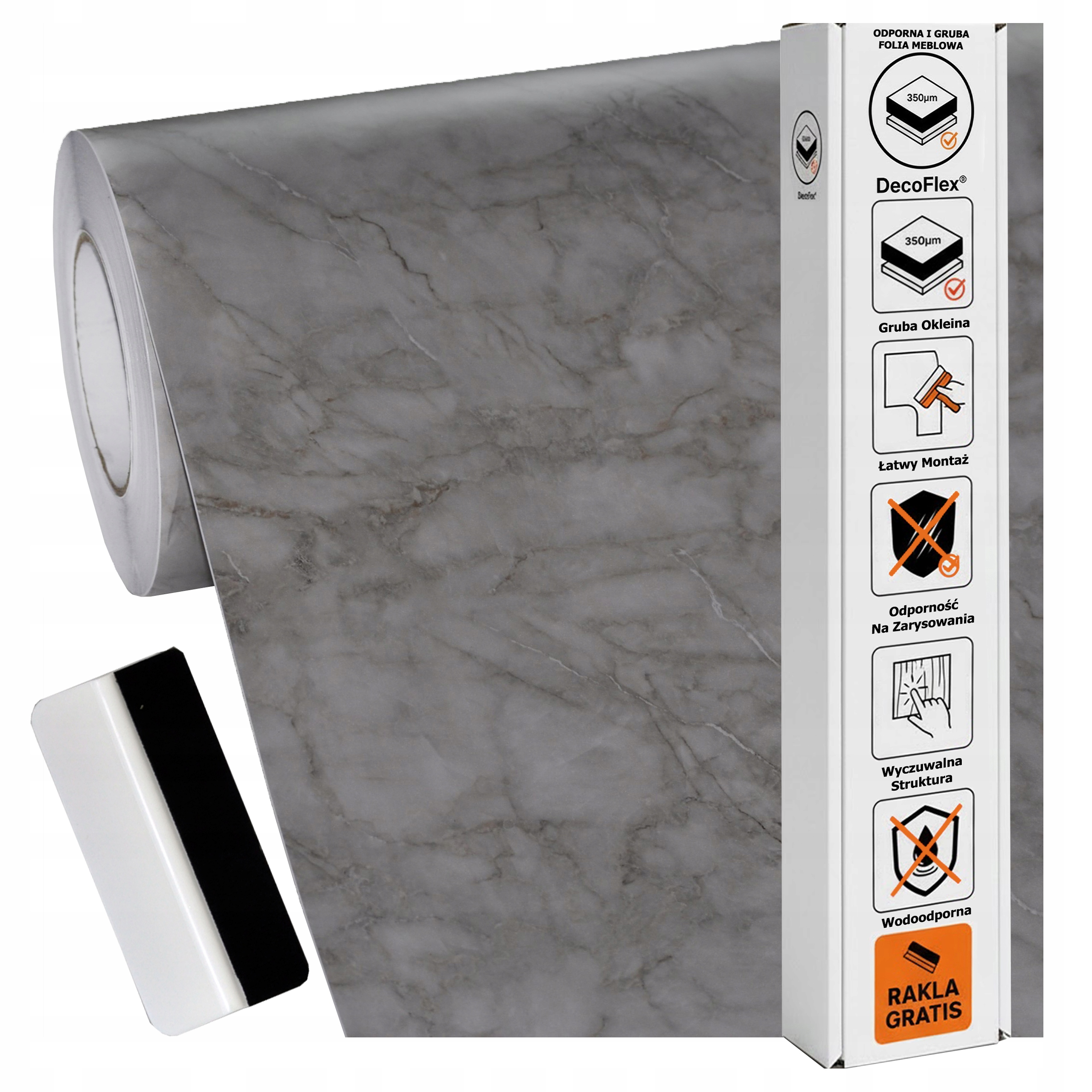 Samolepicí nábytková dýha 122 x 300 cm Dveřní deska Silná struktura Mramor