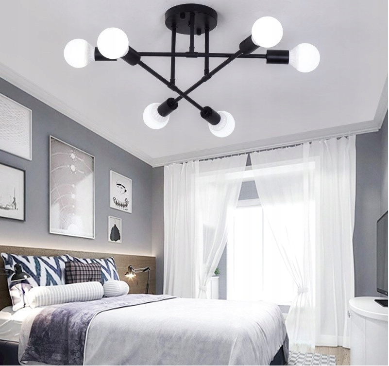 LAMPA SUFITOWA VINTAGE ŻYRANDOL WISZĄCA 6-PUNKTOWA Zasilanie sieciowe
