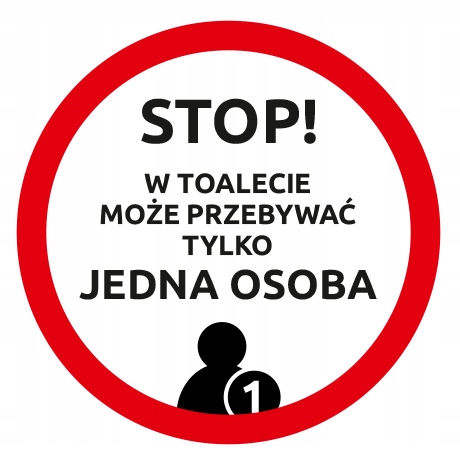 NAKLEJKA NA SZYBĘ 20 cm TOALETA - 1 OSOBA SZKOŁA