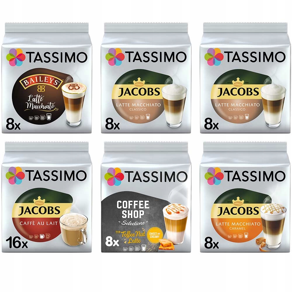 Kapsułki Tassimo Jacobs i Baileys, 56 kaw białych, 5+1 opakowanie Gratis!