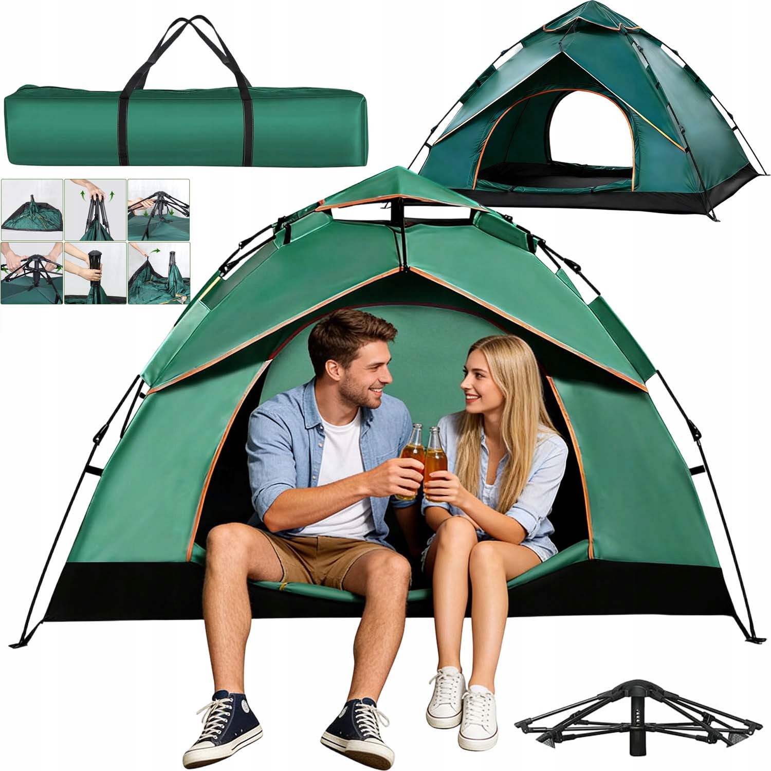 Silný Stan Stan Pro Kempování, Velký, 3-4MÍSTNÝ, Dvoudveřový