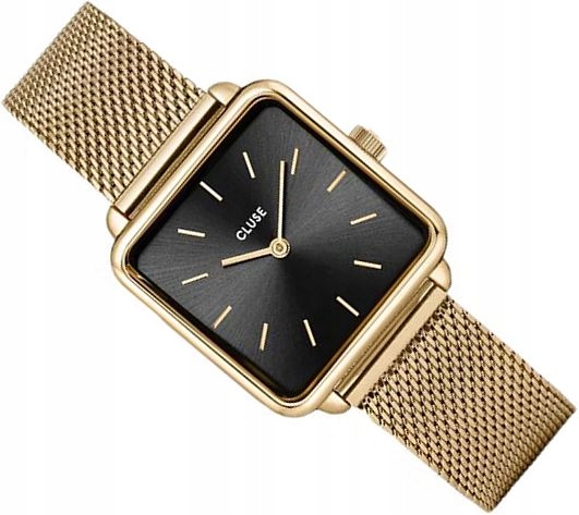 Módní Dámské Hodinky Cluse CW10308 La Tetragone Zlatý Mesh Čtvercový 29 mm